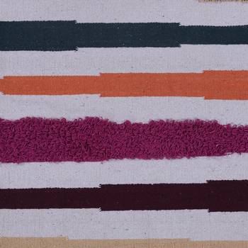 Multicoloured Cotton Stripe Patterned Hand Woven Rectangle Carpet 4