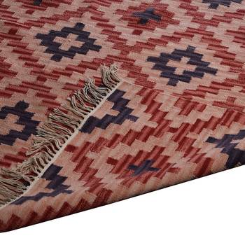Multicolour Jute Geometric Patterned Hand Woven Carpet 2