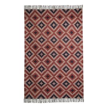 Multicolour Jute Geometric Patterned Hand Woven Carpet 3