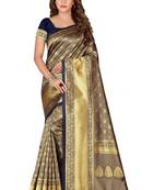 Blue Woven Banarasi Silk Saree With Blouse
