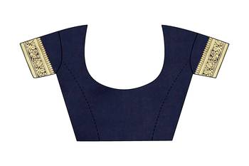 Blue Woven Banarasi Silk Saree With Blouse 4