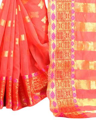 Pink Woven Brasso Saree With Blouse 3