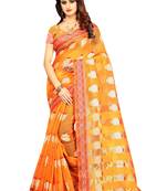 Yellow Woven Brasso Saree With Blouse