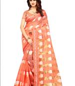 Orange Woven Brasso Saree With Blouse