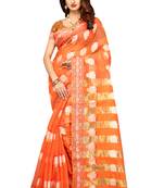 Orange Woven Brasso Saree With Blouse