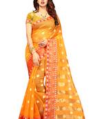 Yellow Woven Brasso Saree With Blouse