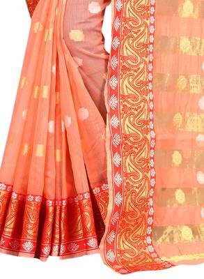 Orange Woven Brasso Saree With Blouse 3