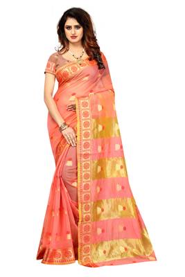 Pink Woven Brasso Saree With Blouse 1