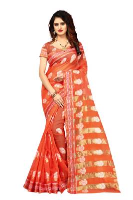 Pink Woven Brasso Saree With Blouse 1