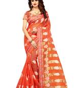 Pink Woven Brasso Saree With Blouse