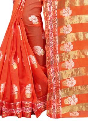 Pink Woven Brasso Saree With Blouse 3