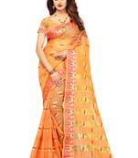 Yellow Woven Brasso Saree With Blouse