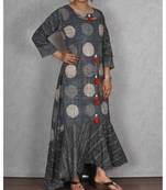 Grey & Black Rayon Printed Dress