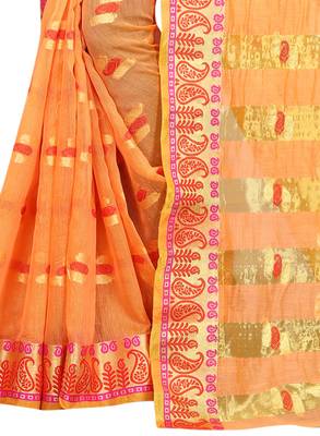 Yellow Woven Brasso Saree With Blouse 3