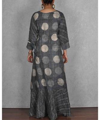 Grey & Black Rayon Printed Dress 4