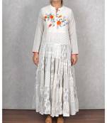 White Cotton Embroidered Dress