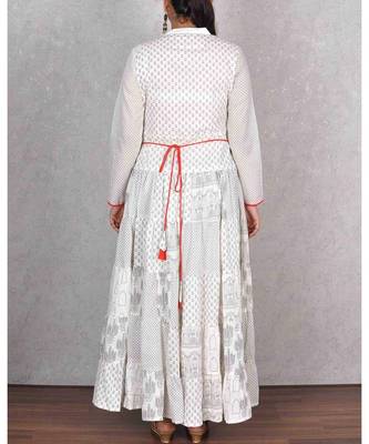 White Cotton Embroidered Dress 3