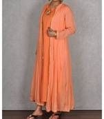 Peach Muslin 2pc Dress With Embroidered Back