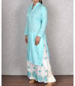 Firozi Muslin Embroidered Palazoo Suit