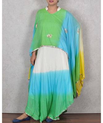Multicolored Rayon Gota Work Dress 1
