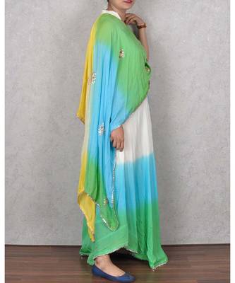 Multicolored Rayon Gota Work Dress 3