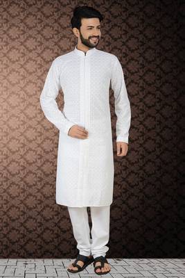 White Stylish Embroidery Kurta Set 1