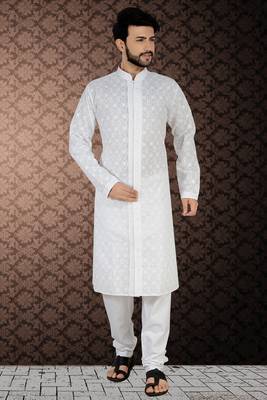 White Stylish Embroidery Kurta Set 1