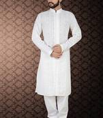 White Stylish Embroidery Kurta Set