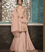 Light Peach Color Wedding Wear Designer Plazo Suit 