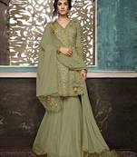 Mehendi Color Wedding Wear Designer Plazo Suit 