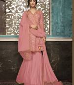 Pink Color Wedding Wear Designer Plazo Suit 