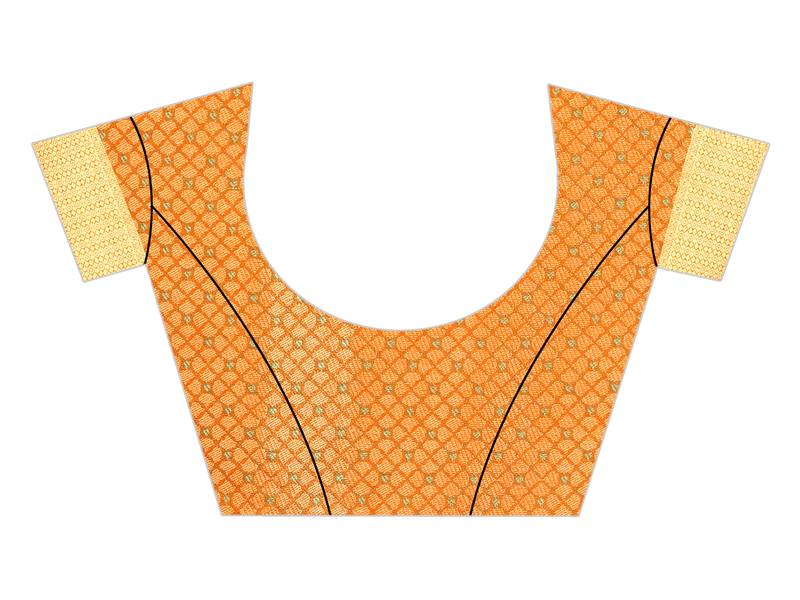 Orange Woven Banarasi Saree With Blouse