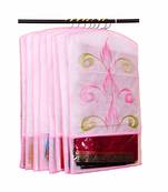 Atorakushon   Fabric Printed Hanging Saree Cover Wardrobe Organiser  Multi Color Pack Of 6