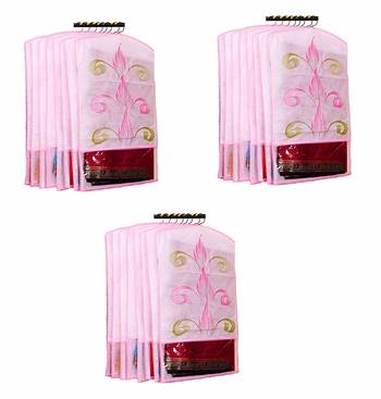 Atorakushon   Fabric Printed Hanging Saree Cover Wardrobe Organiser  Multi Color Pack Of 18 1