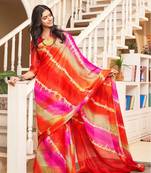 Multicolor woven cotton saree with blouse