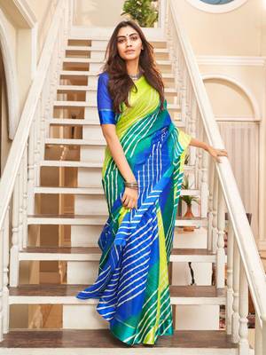 Multicolor woven cotton saree with blouse 1
