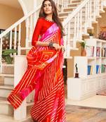 Red woven cotton saree with blouse
