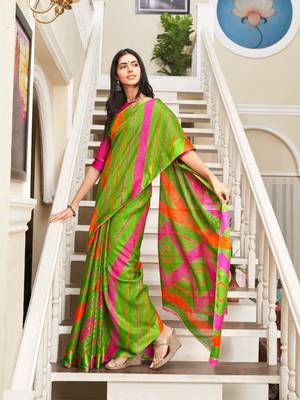 Green woven cotton saree with blouse 1