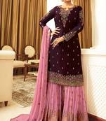Purple embroidered faux georgette salwar