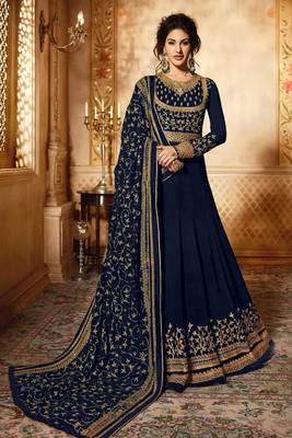 Blue embroidered georgette salwar 1