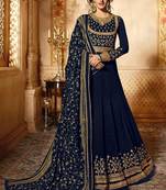 Blue embroidered georgette salwar