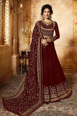 Maroon embroidered georgette salwar 1
