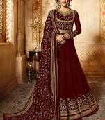 Maroon embroidered georgette salwar