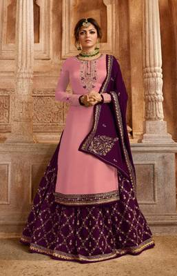 Pink embroidered satin salwar 1