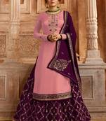Pink embroidered satin salwar
