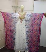 Printed Work Chiffon Polyester Islamic Party Wear Festive Kaftan Farasha