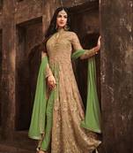 Beige embroidered net salwar