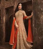 Beige embroidered net salwar
