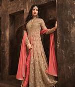 Beige embroidered net salwar