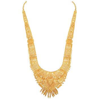 Asmitta Traditional 1 Gram Gold Plated Long Necklace Set For Women 1